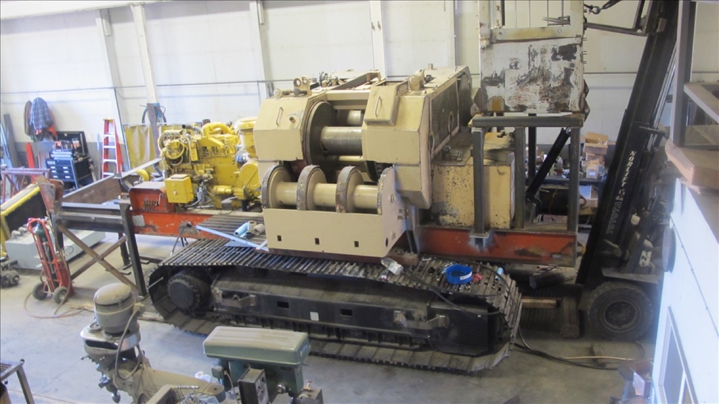TMY45 machine on the shop floor during a travel drive repair